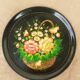 Black metal round top and vintage hand-painted flowers
