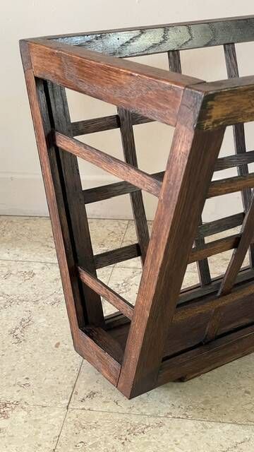 Vintage woven oak magazine rack
