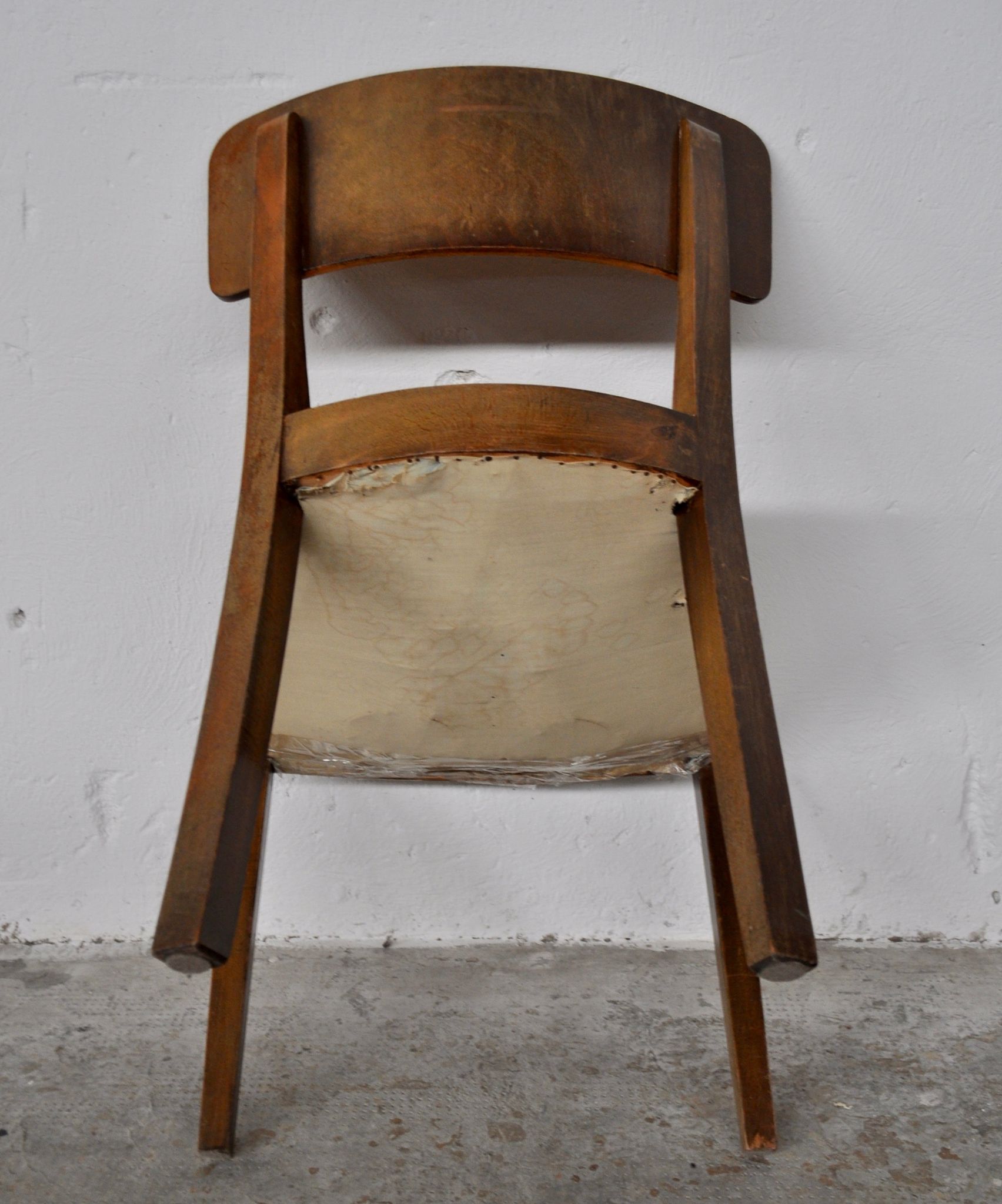 Vintage walnut chairs with studs & straps and springs in velvet, italy, 1920s