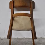 Vintage walnut chairs with studs & straps and springs in velvet, italy, 1920s