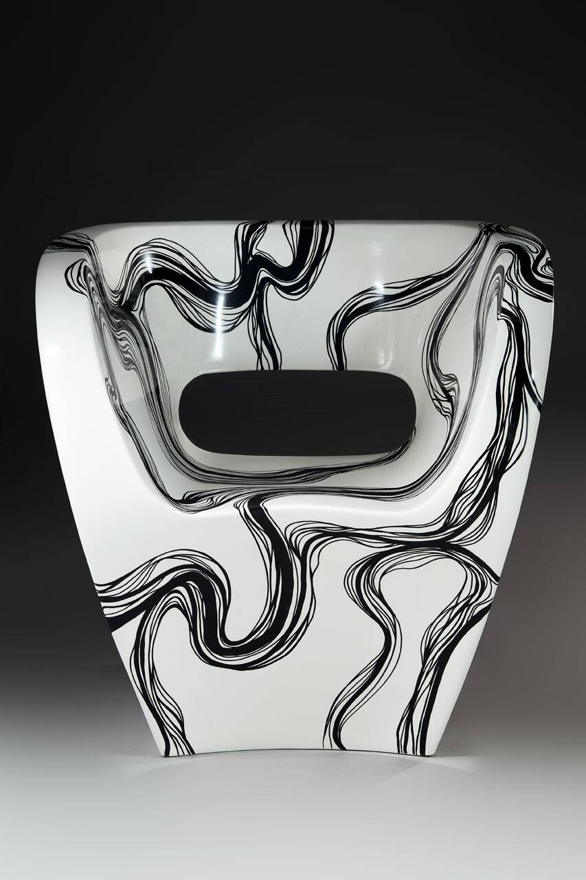 Smoke - Little Albert armchair by Ron Arad, hand painted, Signed Amane