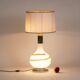 White glass lamp decorated with a brown and yellow spiral, 1970s