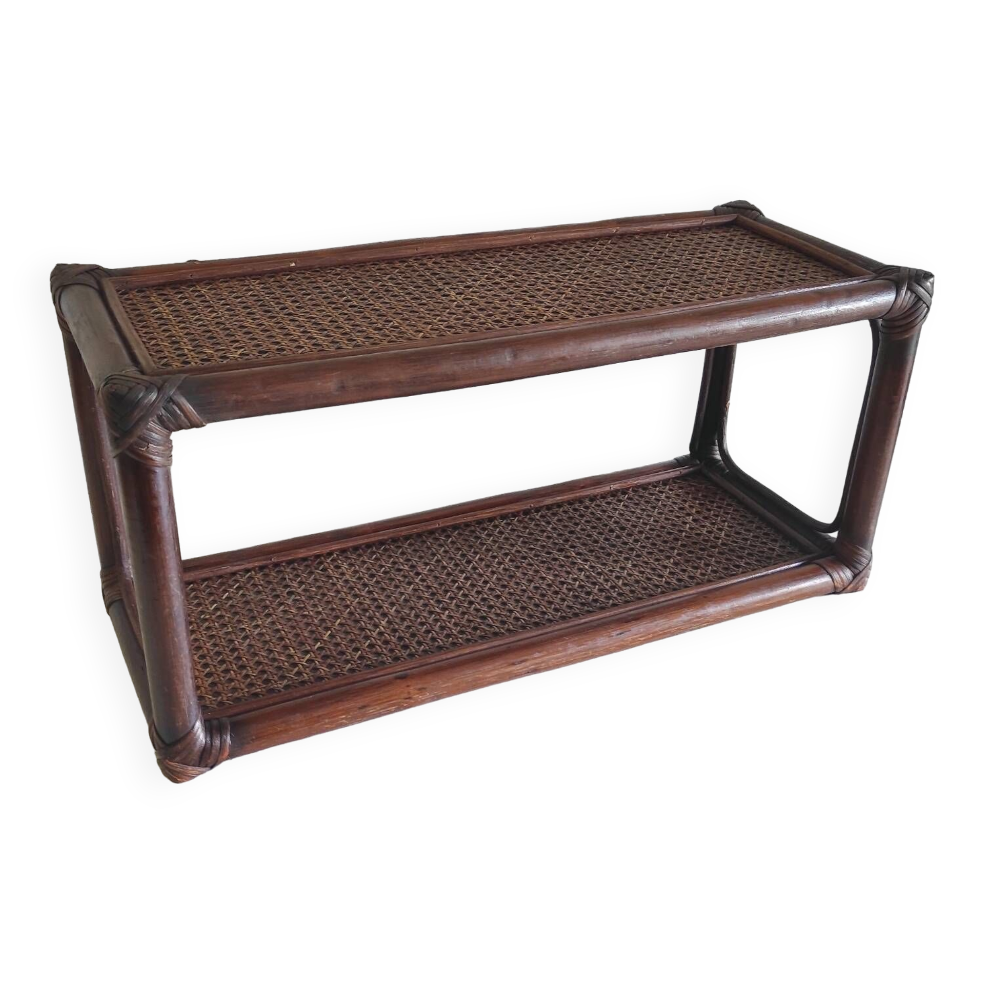 Rattan and cane wall shelf - 70s/80s