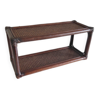 Rattan and cane wall shelf - 70s/80s