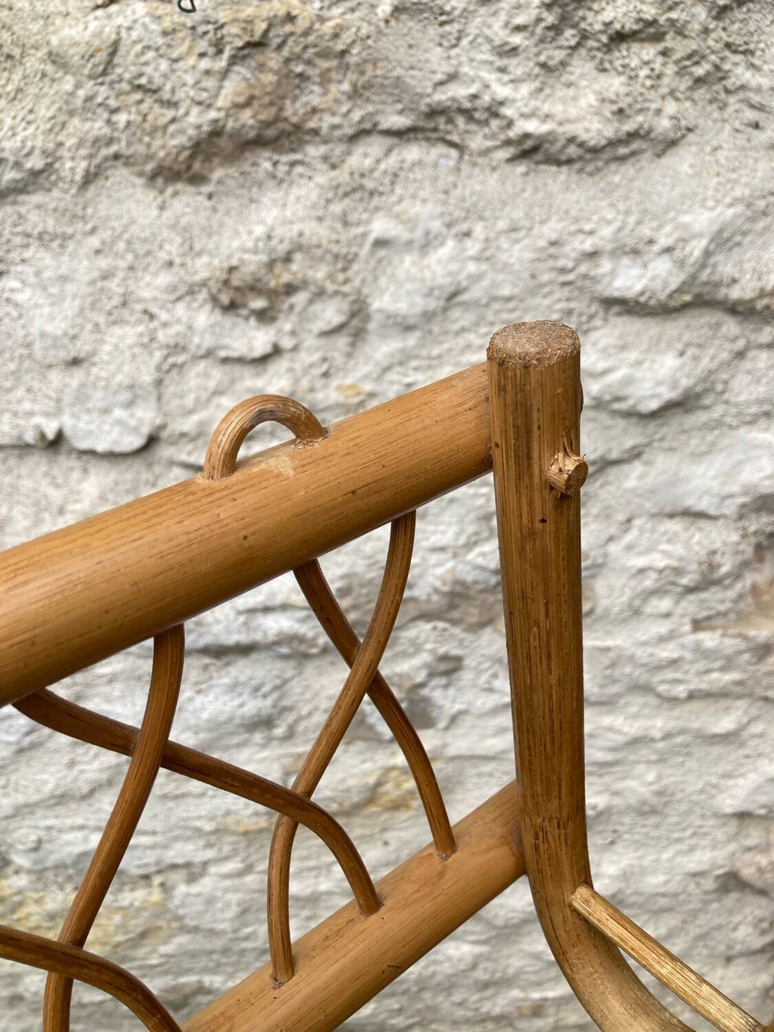 Vintage rattan wall coat rack