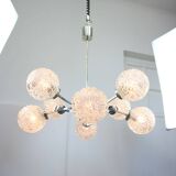 Mid-century Italian 8-Arm Chrome and Crystal Chandelier, 1960s