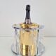 Brass Champagne Cooler with Glass Holder and Crystal flutes by Hans Turnwald for Freddotherm, Germany, 1960s, Set of 7