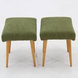 1960s Pair of Beech Stools in Boucle , Czechoslovakia