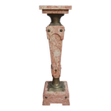 Colonne haute en marbre rose et bronze style Louis XVI