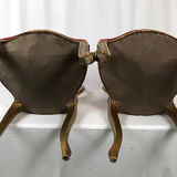 Paire de chaises de style Louis XV en bois doré, époque Napoléon III