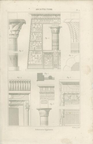Antique engraving architecture columns