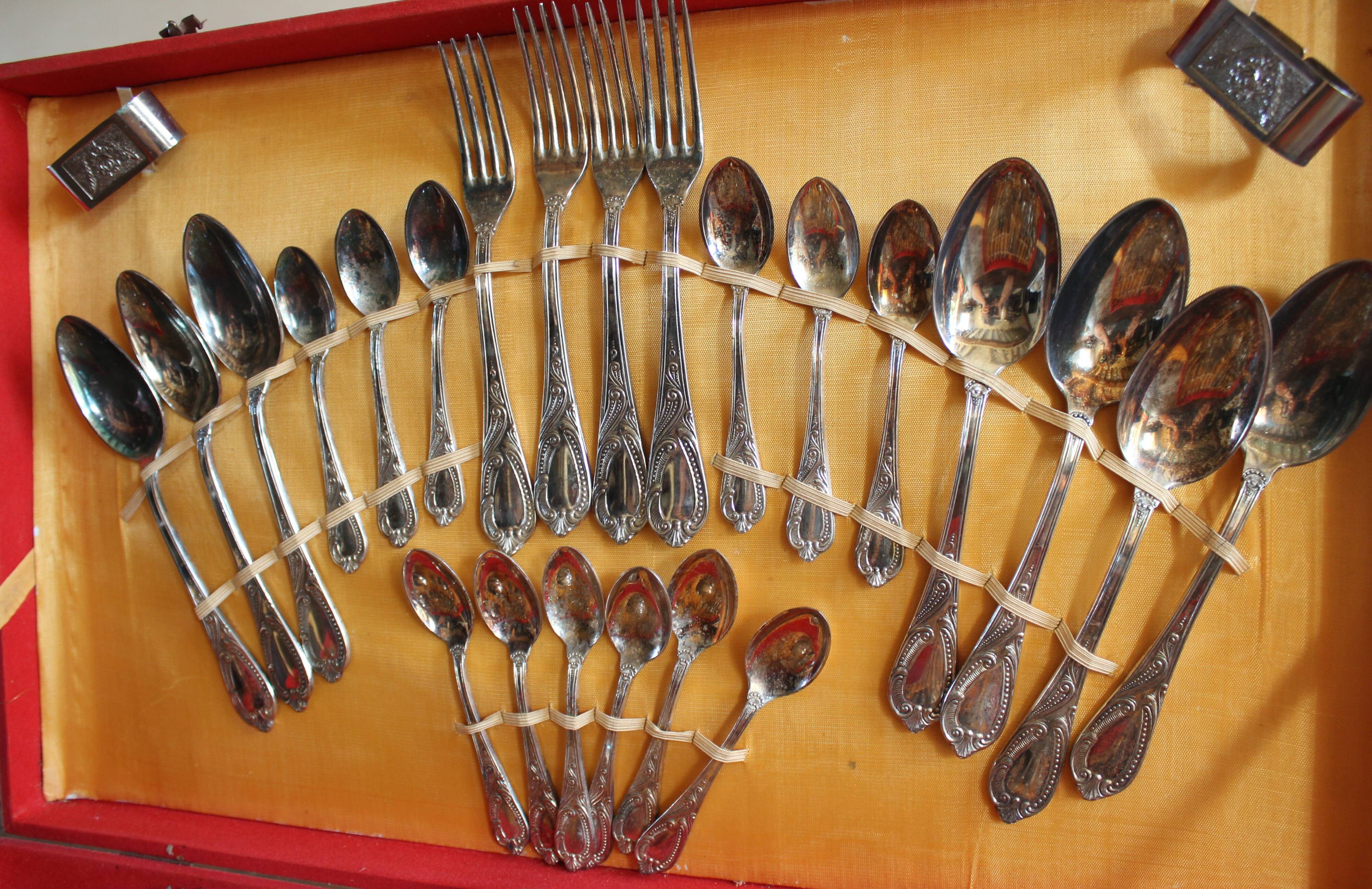 51-piece silver-plated cutlery set, vintage
