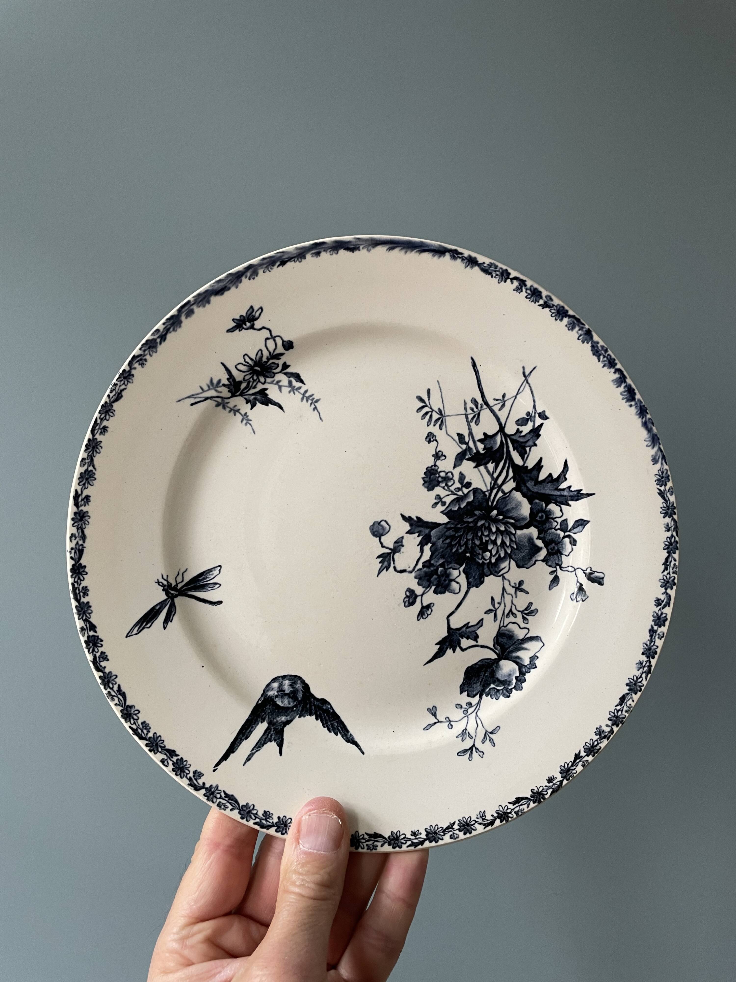 Series of 5 flat plates Terre de Fer HB and Cie Choisy Le Roi
