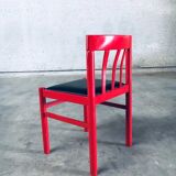 Mid-Century Modern Design Red Dining Chair Set, Belgium, 1960s, Set of 6