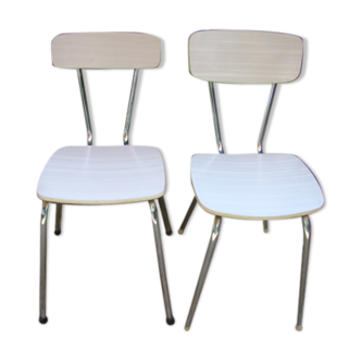 Pair of veined fomica chairs 60