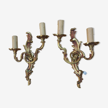 Pair of bronze sconces - Working order - 2 x 1.2 Kg