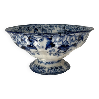 Flora salad bowl on foot, Creil and Montereau, late 19th century