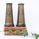 Paire de Vase Galvanoplastie Art Nouveau Laiton - France