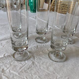 5 flûtes à champagne en cristal Année 70