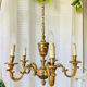 Louis XV style chandelier from the mid-20th century in solid gilded bronze.