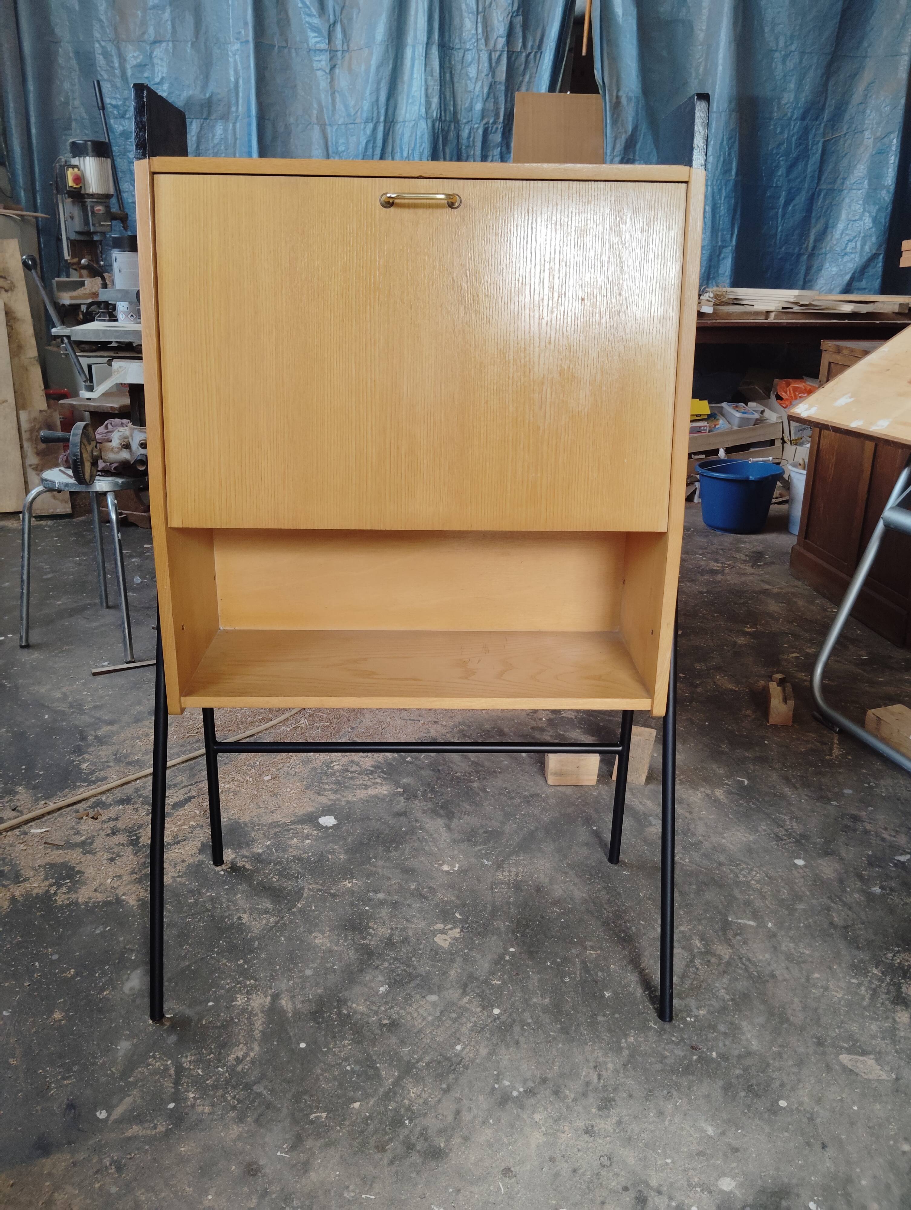 Guariche-style metal and wood secretary