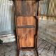 Antique Louis Philippe style farm table in solid cherry wood with turned base.