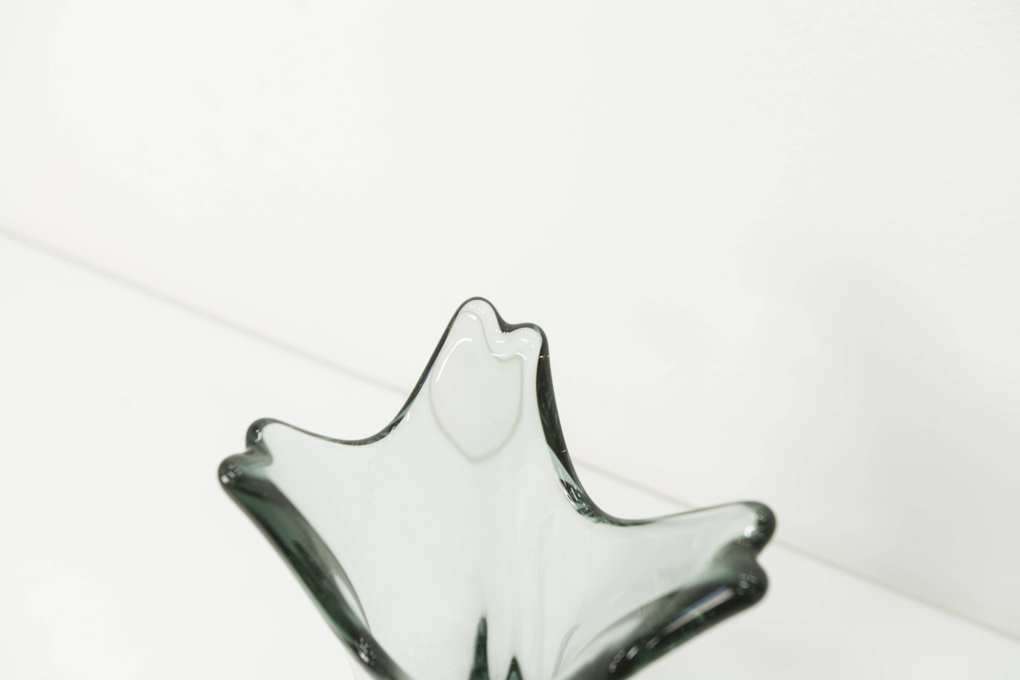 Transparent green Murano glass vase 1960