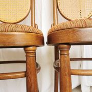 Set of 4 Vintage Bentwood Dining Chairs: Cane Back, Thonet Style