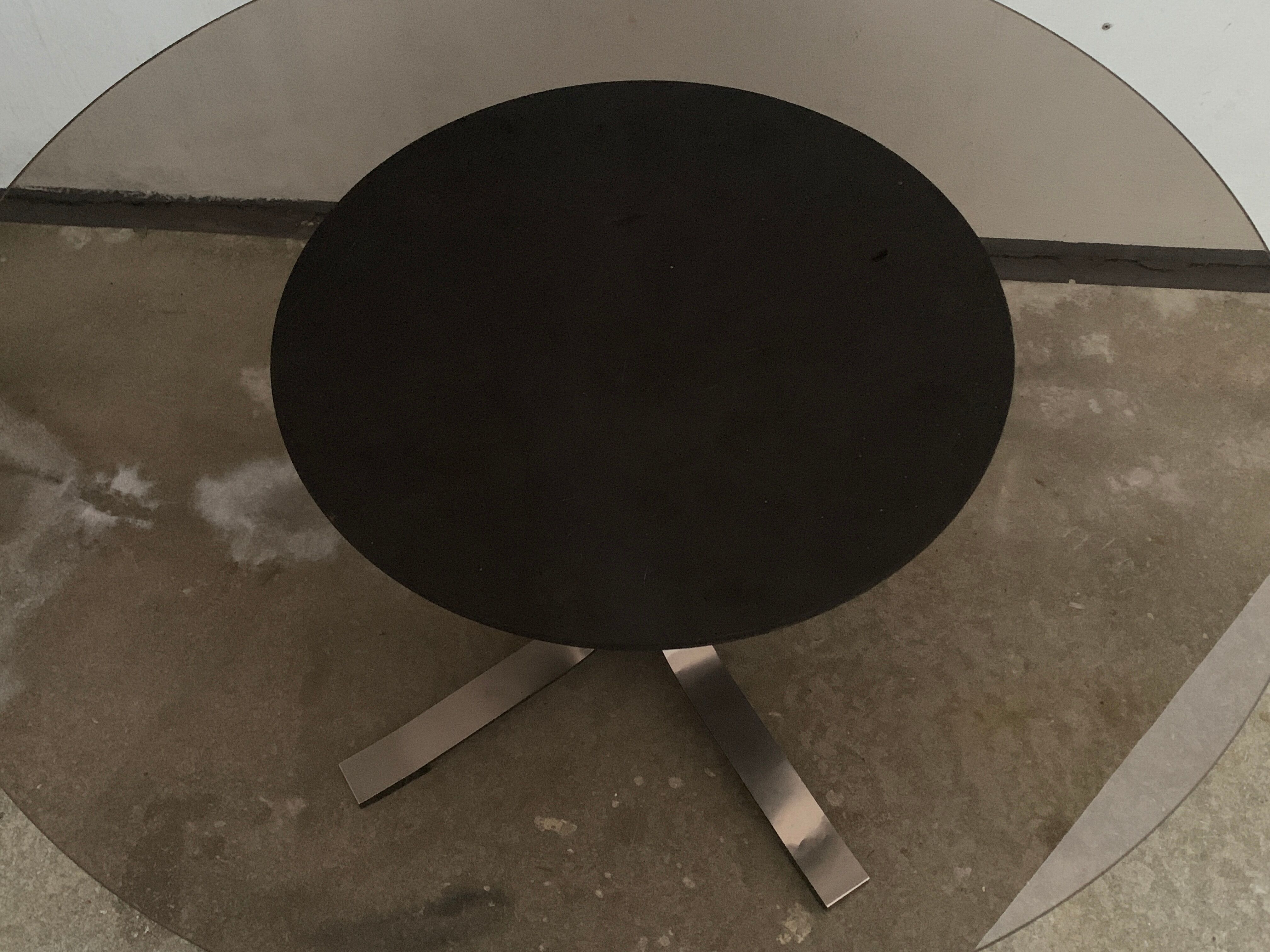 Table basse ajustable en table de séjour en inox avec verre fumé, 1970