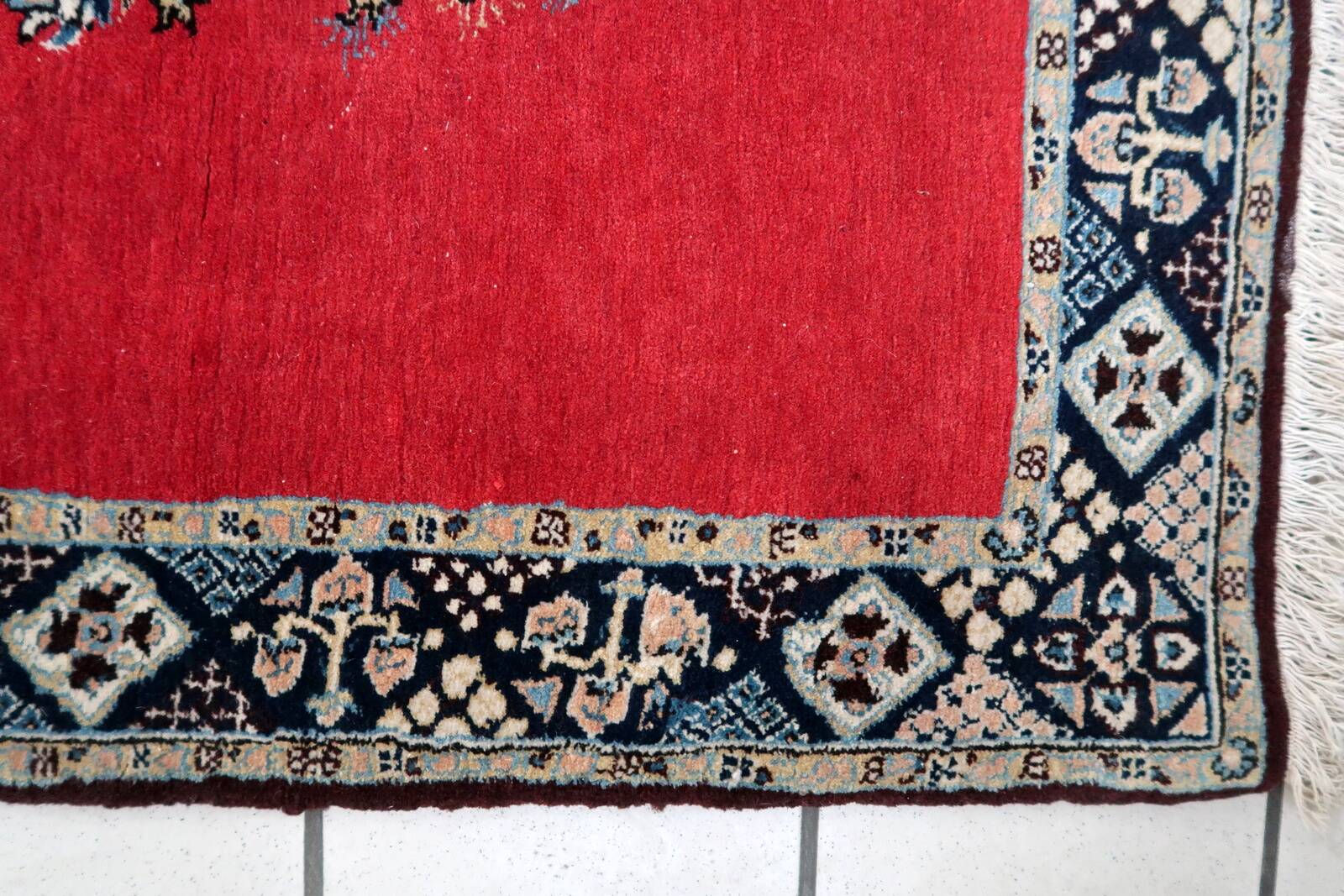 Tapis vintage fait main Tabriz 80 x 126 cm laine rouge vif - 1C1048