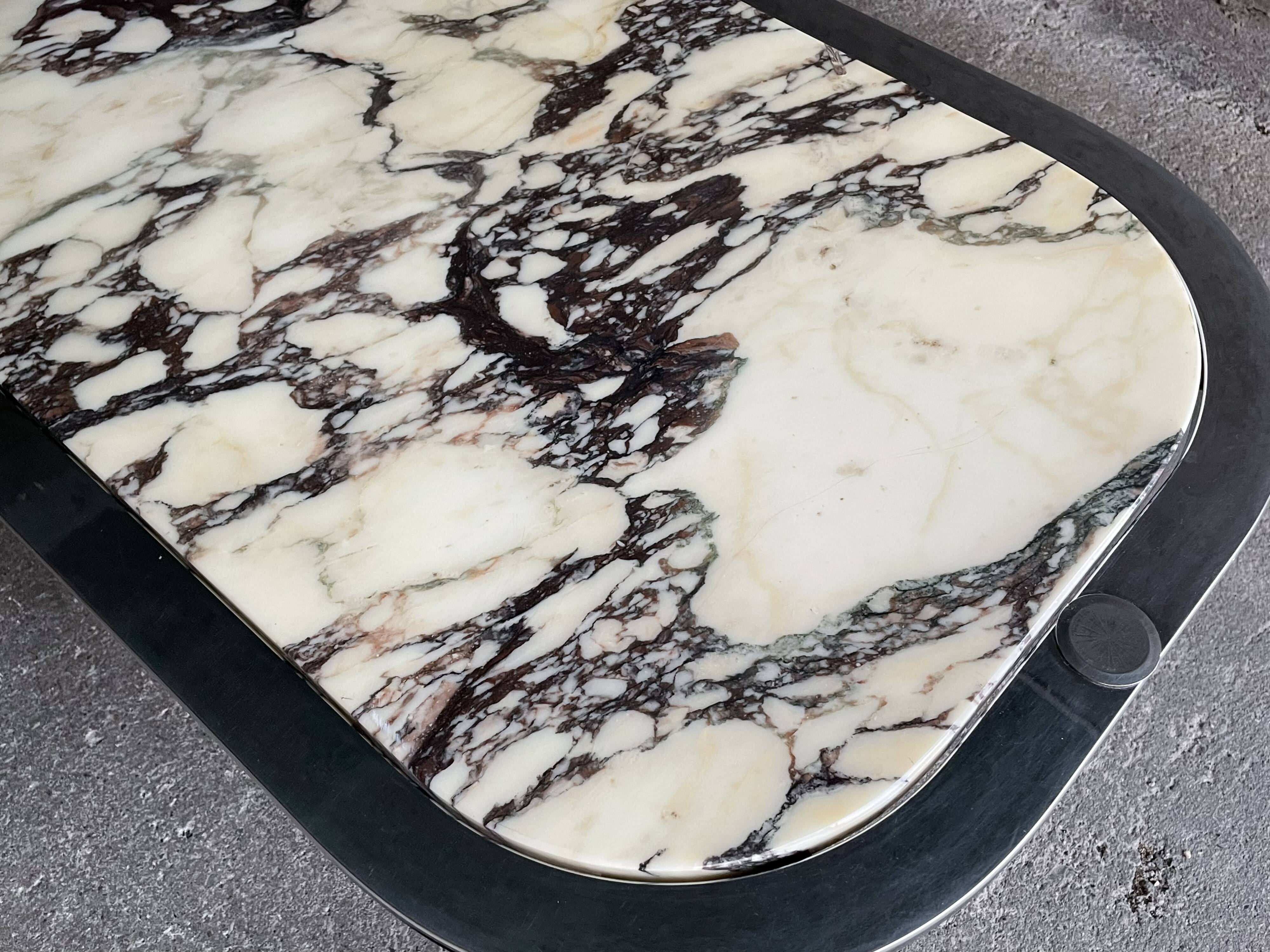 Italian marble and chrome coffee table, 1970s