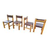 4 brutalist chairs by Pierre Chapo