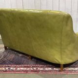 3-seater Chesterfield sofa in olive green leather