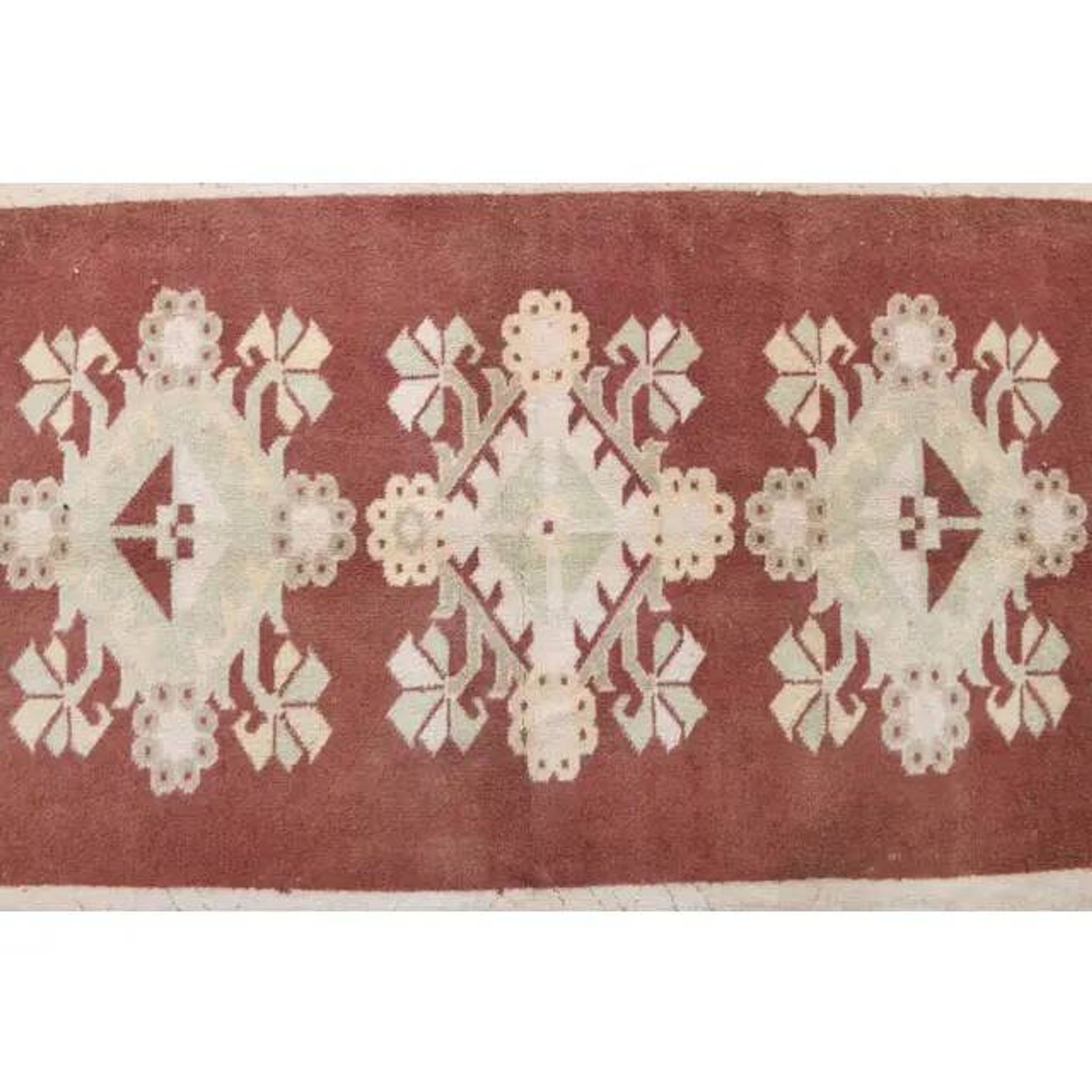Vintage Turkish Hand-Knotted Wool Cotton Red Area Rug 202x301