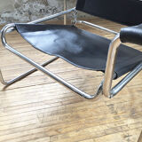 Bauhaus modernist leather chrome armchairs