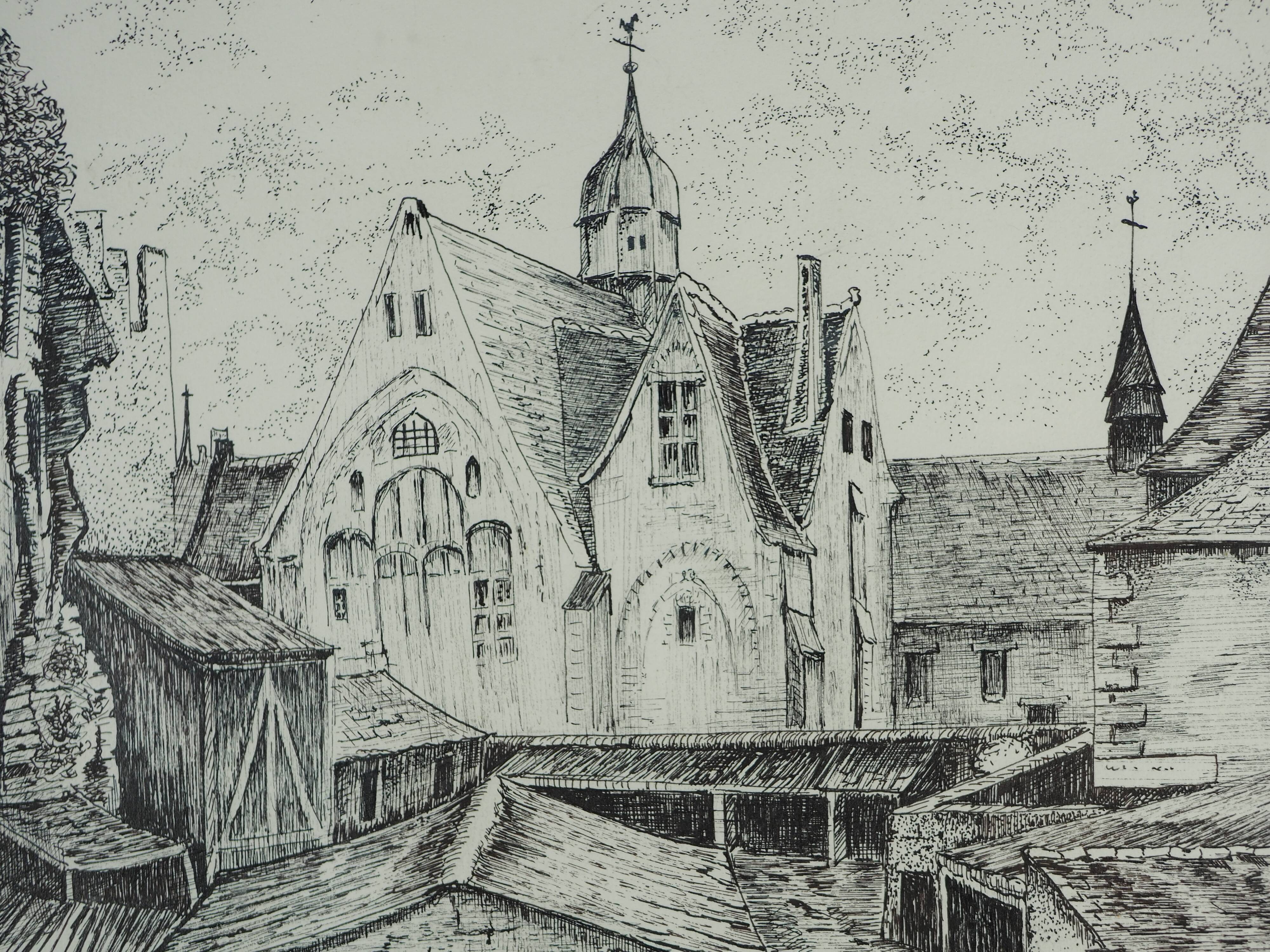 Original drawing of Nantes, rue des Cordeliers et du Refuge - ink on paper - 1987