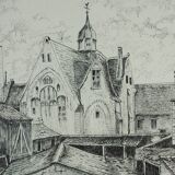 Original drawing of Nantes, rue des Cordeliers et du Refuge - ink on paper - 1987