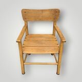 Antique wooden children's chair with armrests – marked unifa