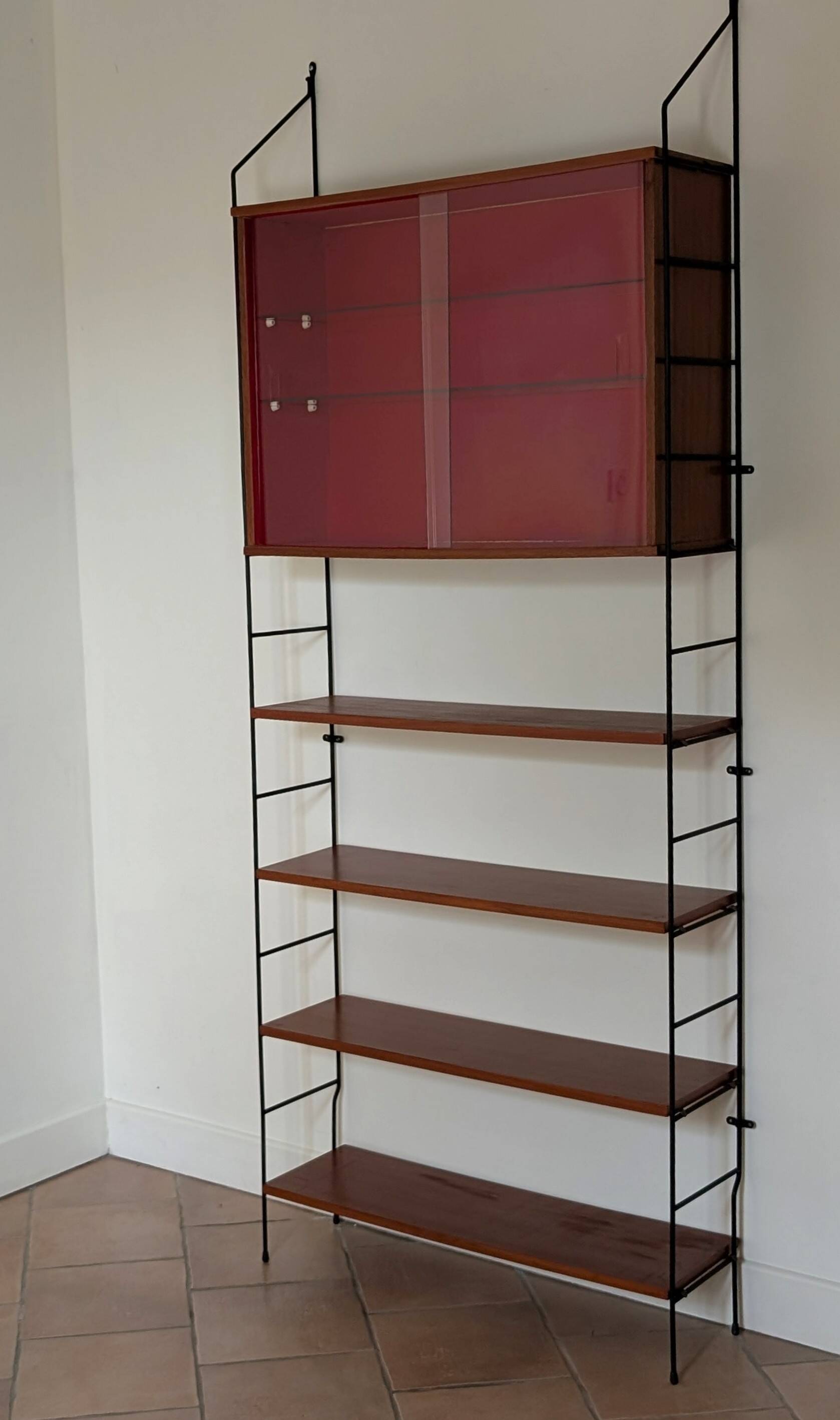 Etagère bibliothèque murale métal et bois 60'