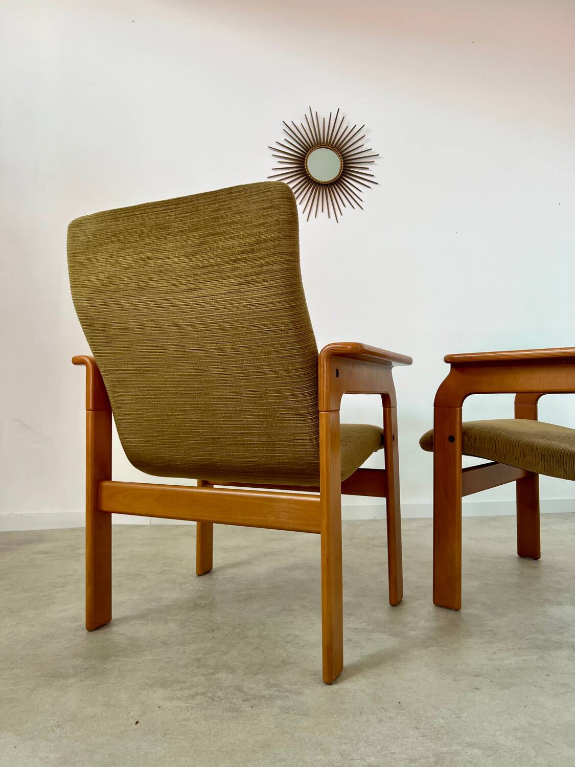 Set of 2 bridge armchairs from the 70s design Bruno Rey vintage solid beech