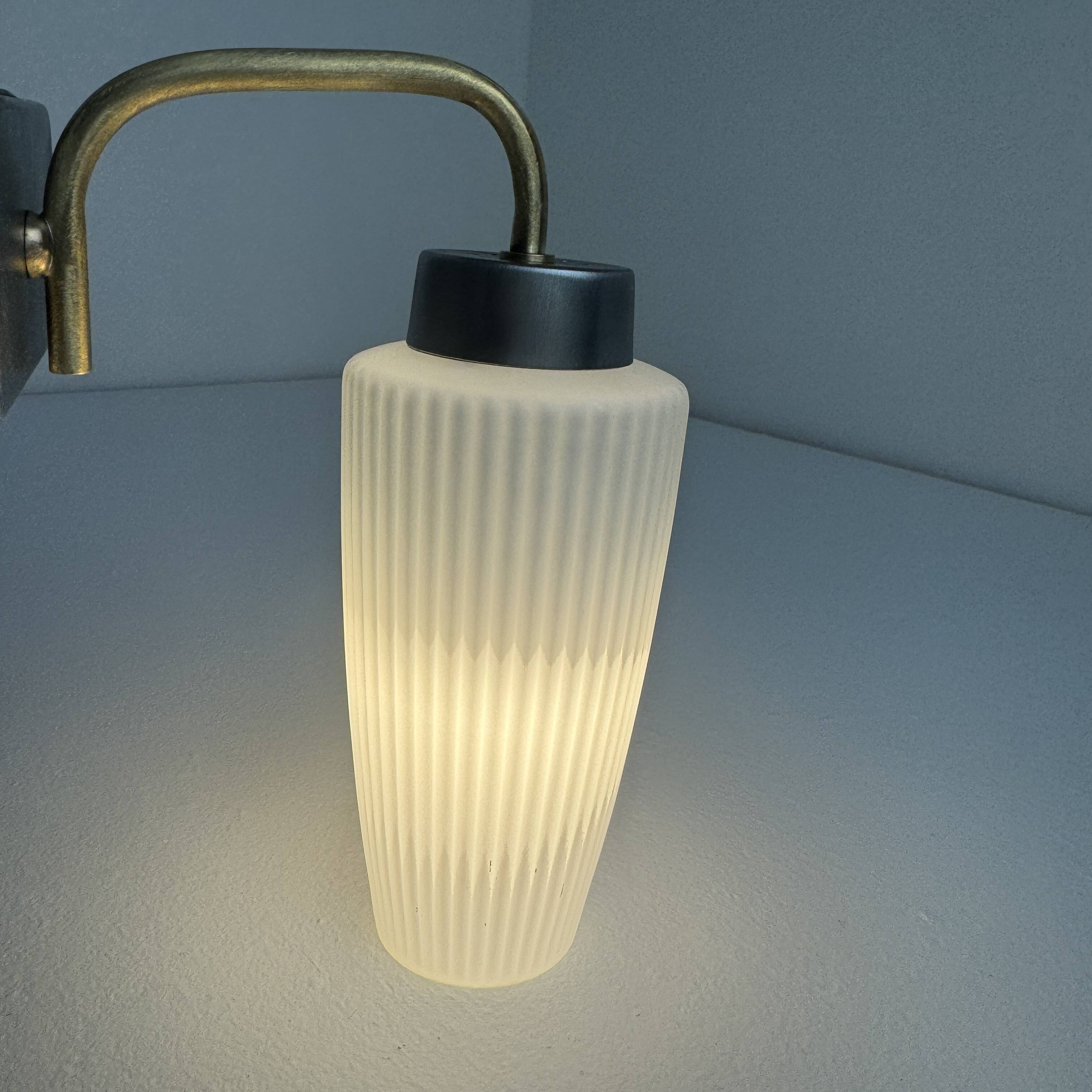 Pair of vintage fluted glass wall lights