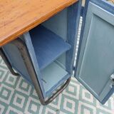 Bureau d'écolier en bois bleu