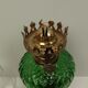 Green and transparent kerosene lamp in glass and metal 33 cm