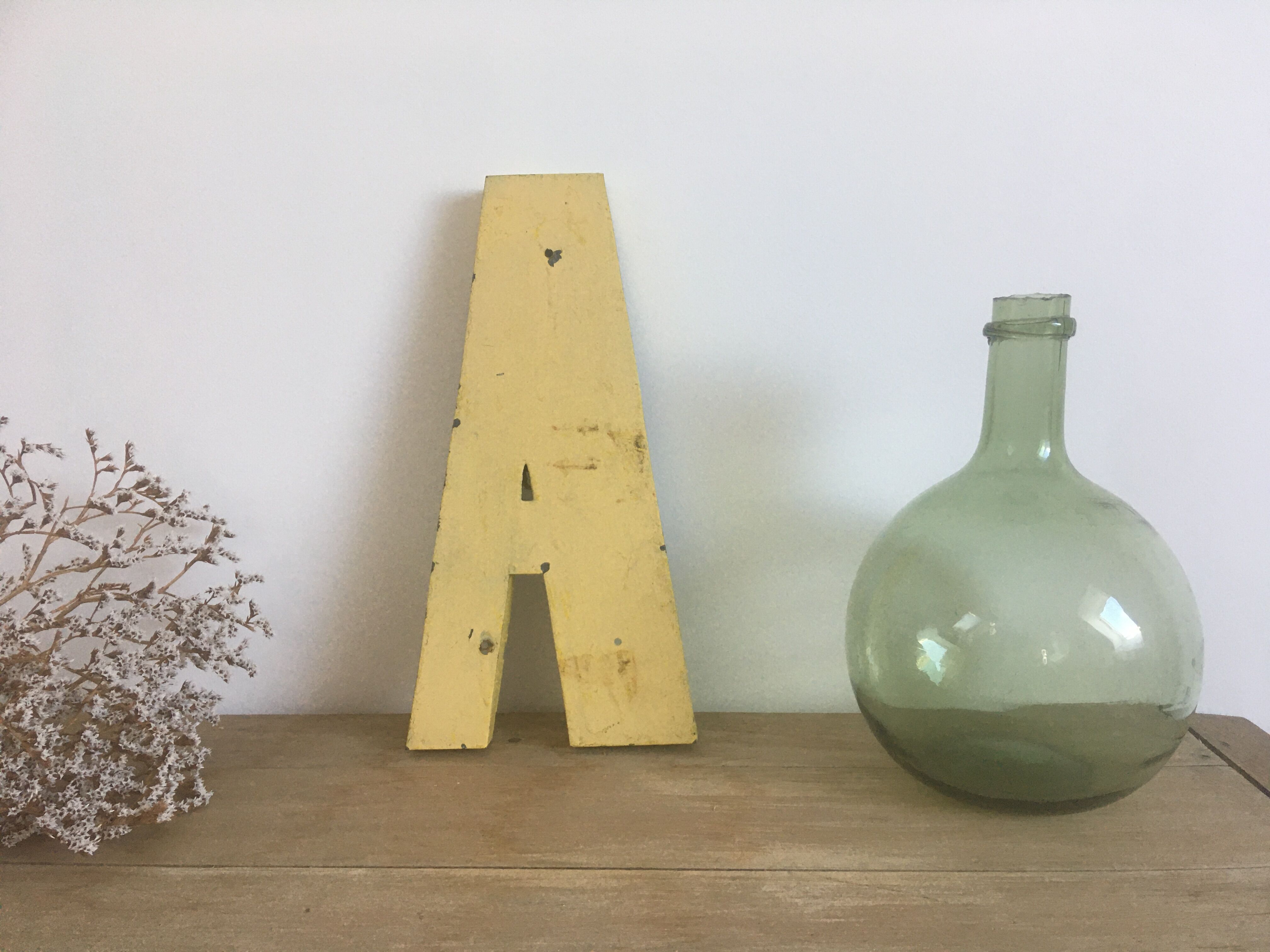 Vintage yellow sign letter A