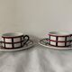 Pair of porcelain cups and cups Béarn HBCM Montereau