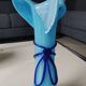 Large Murano Vase Floral Design, Opaline. Relief Ribbon Bow Decor