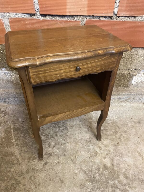 Chevet Table Nuit Style LOUIS XV Bois Tiroir + Case Vintage