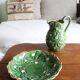 Pitcher and dish in strawberry leaf and flower slip