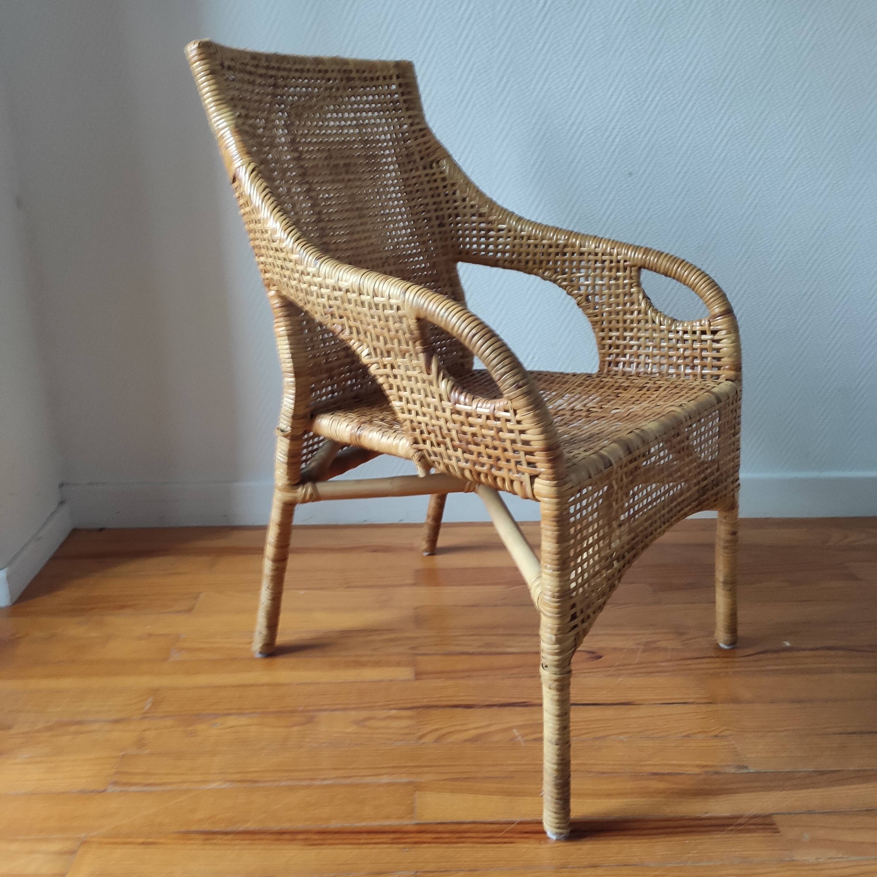 Fauteuil vintage en rotin de Maria Vinka pour Ikéa