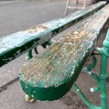 Old wooden and cast iron garden bench 2 m long – original patina